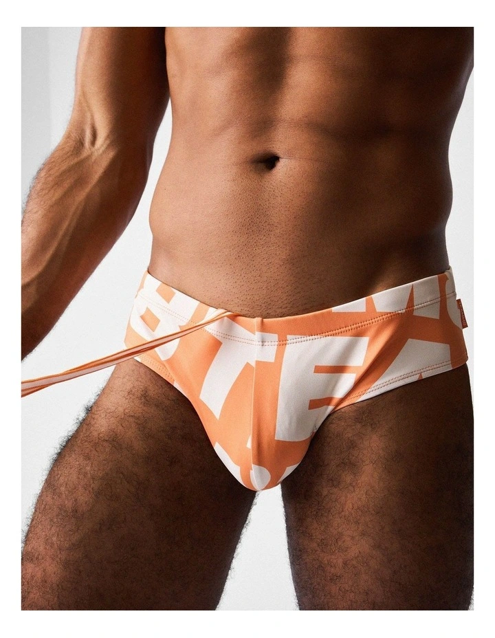 Headliner Wide Swim Brief in Orange image 1