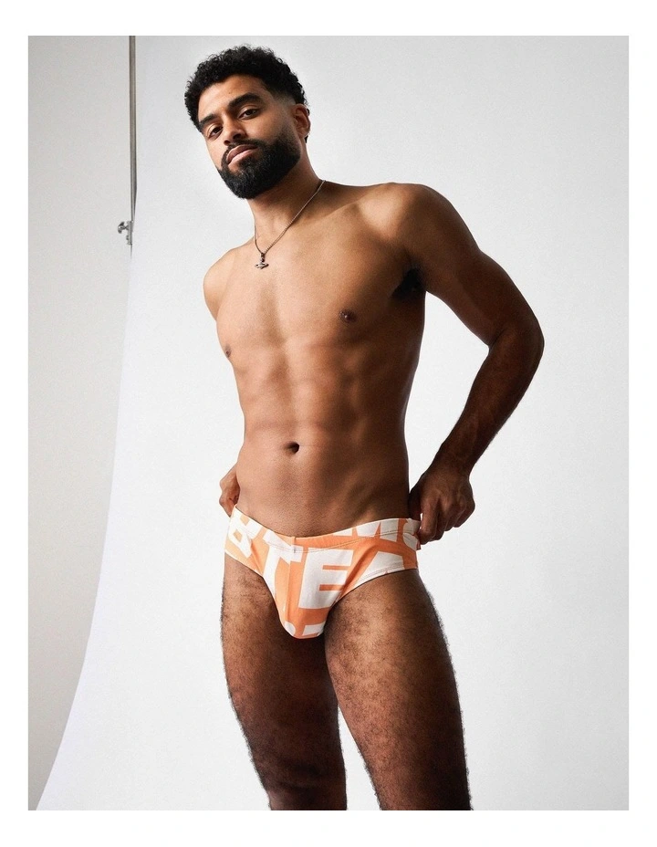 Headliner Wide Swim Brief in Orange image 5