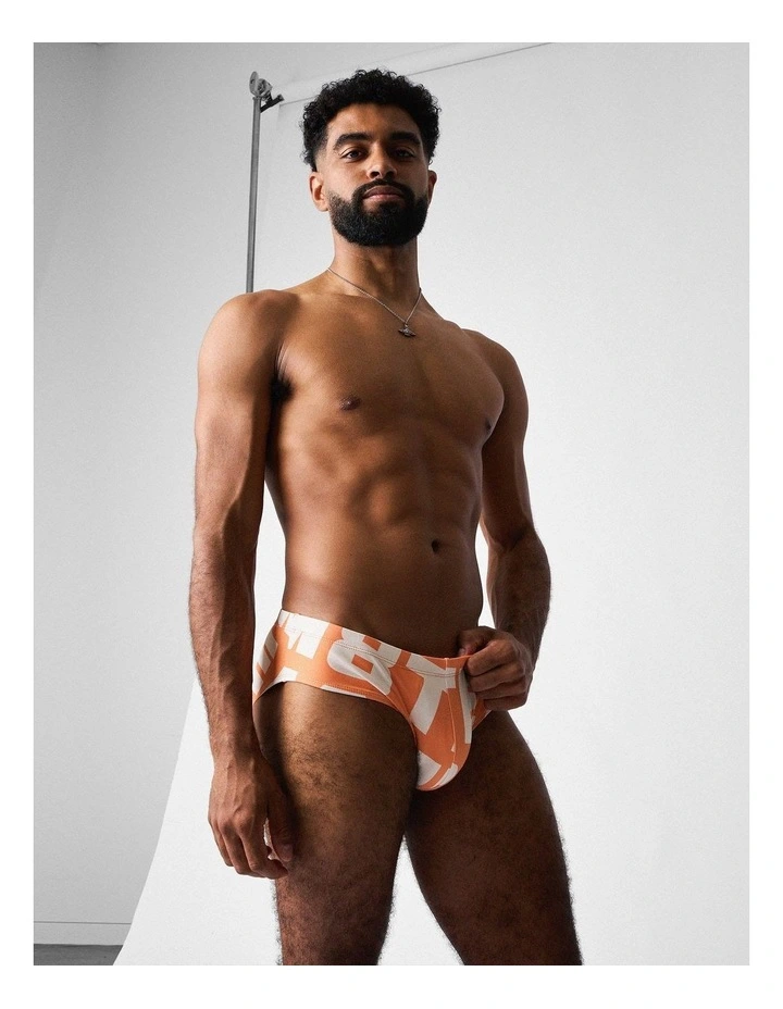 Headliner Wide Swim Brief in Orange image 6