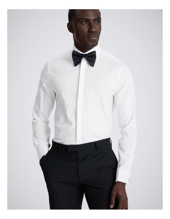 Slim Fit White Concealed Placket Dress Shirt image 1