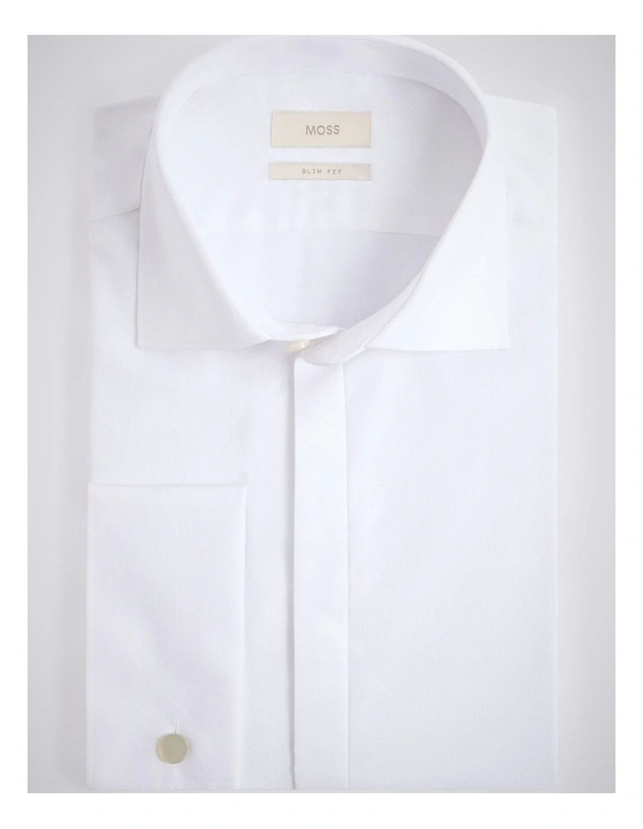 Slim Fit White Concealed Placket Dress Shirt image 3