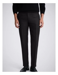 Tailored Fit Black Twill Linen Trousers