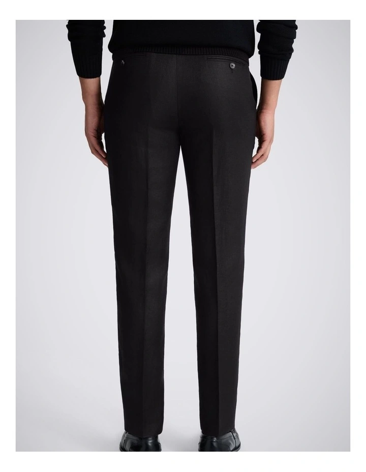 Tailored Fit Black Twill Linen Trousers image 2