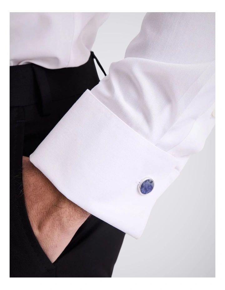 Tailored Fit White Pinpoint Oxford Non-Iron Cotton Shirt image 3