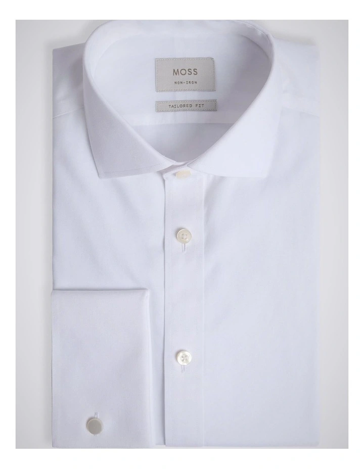 Tailored Fit White Pinpoint Oxford Non-Iron Cotton Shirt image 4