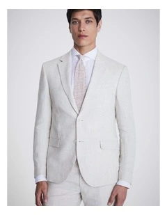 Slim Fit Stone Puppytooth Linen Jacket