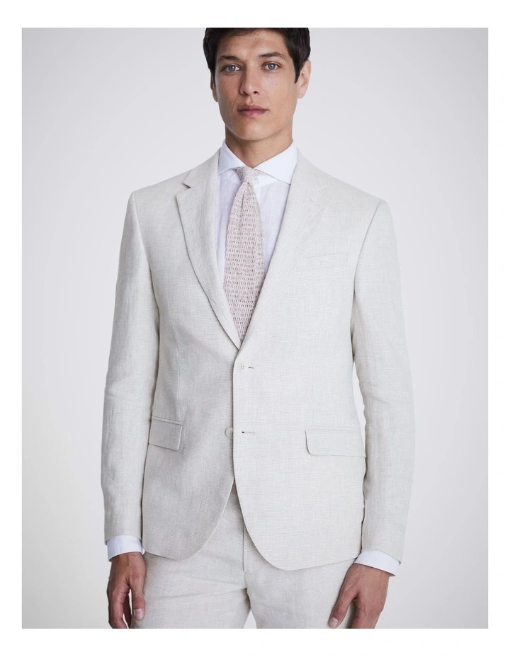 Slim Fit Stone Puppytooth Linen Jacket image 1