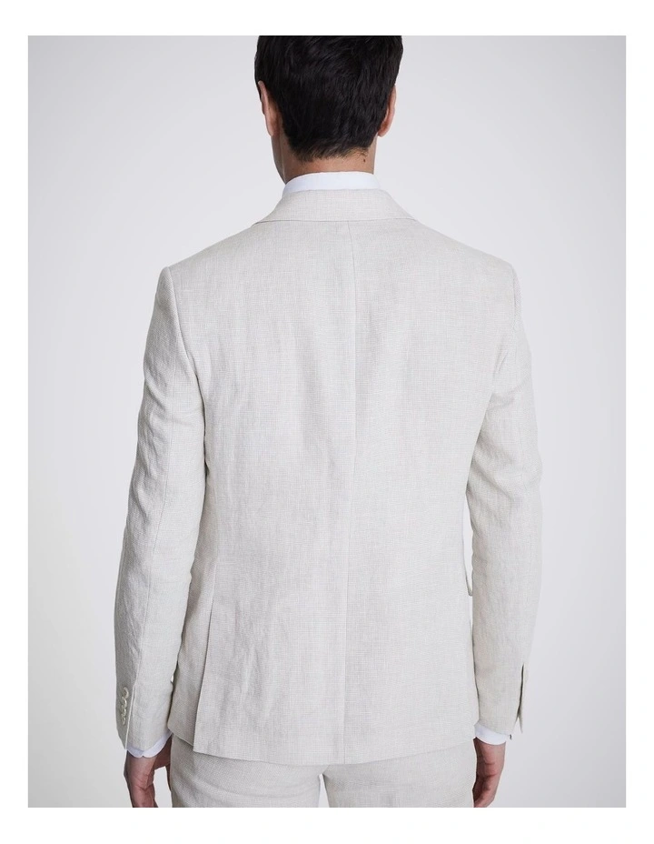 Slim Fit Stone Puppytooth Linen Jacket image 2
