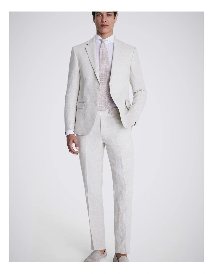 Slim Fit Stone Puppytooth Linen Jacket image 3