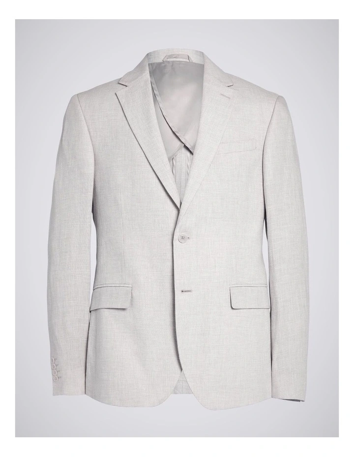 Slim Fit Stone Puppytooth Linen Jacket image 5
