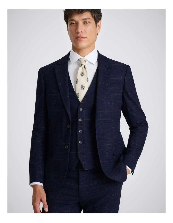 Slim Fit Navy Black Check Jacket image 1