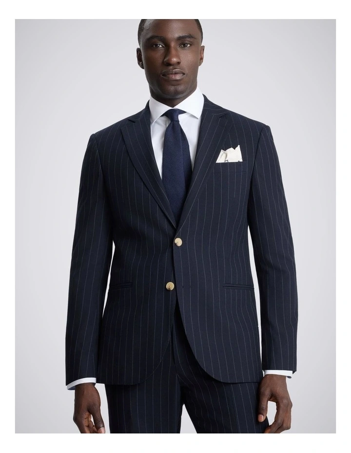 Tailored Fit Navy Stripe Suit Jacket image 1