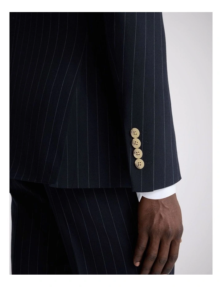 Tailored Fit Navy Stripe Suit Jacket image 3