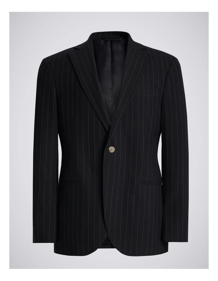 Tailored Fit Navy Stripe Suit Jacket image 5