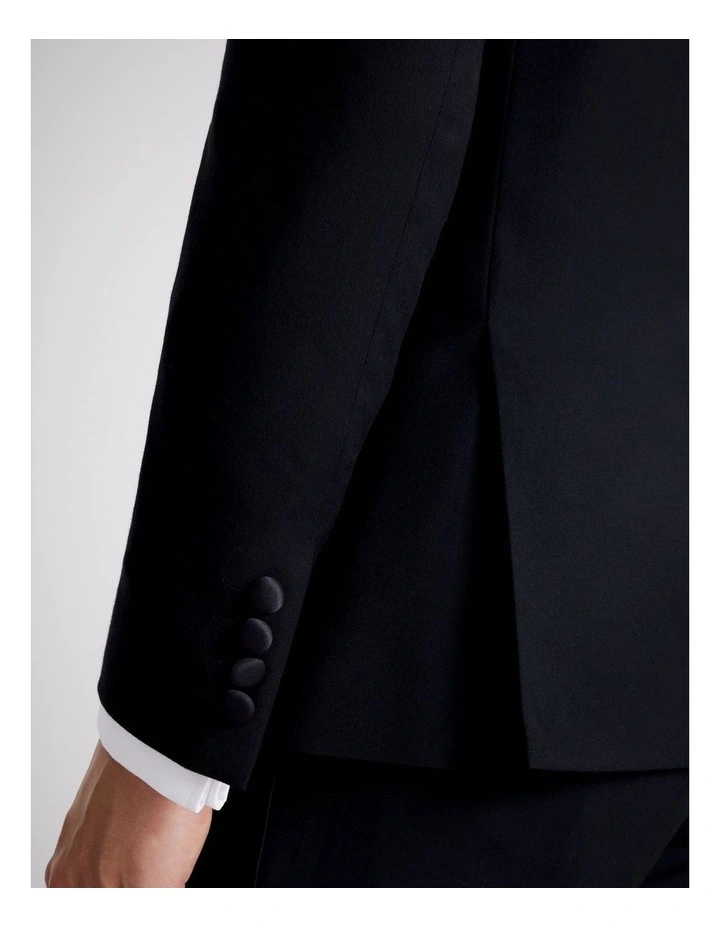 Slim Fit Black Peak Lapel Tuxedo Jacket image 3