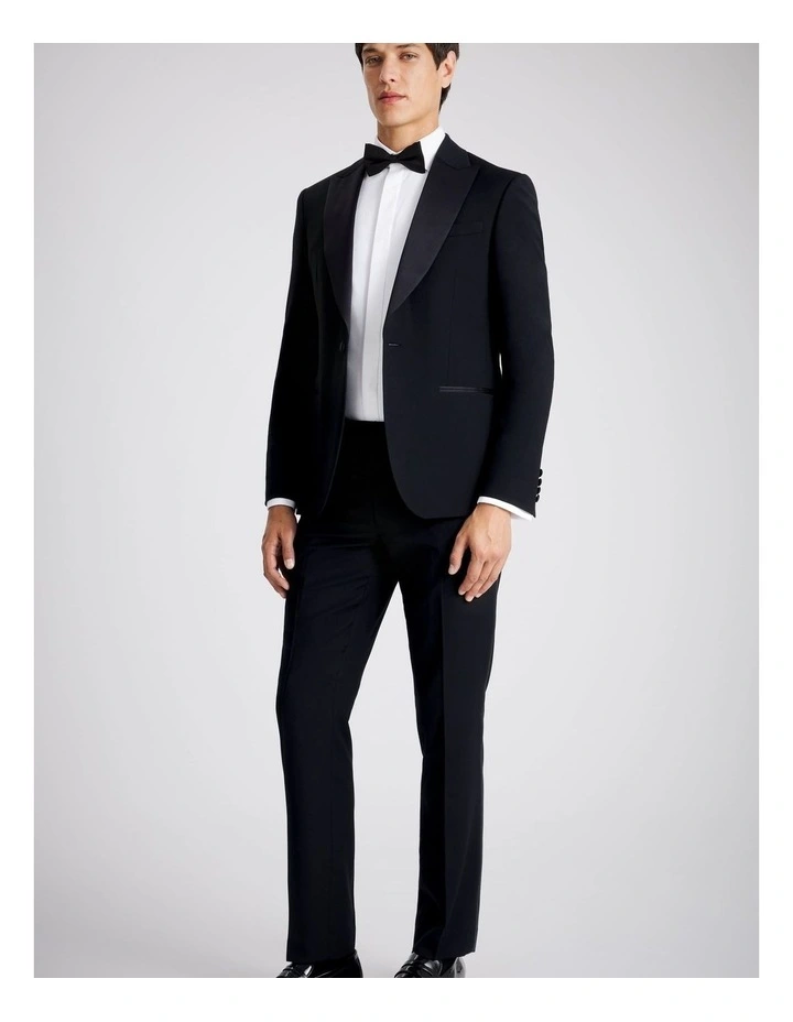 Slim Fit Black Peak Lapel Tuxedo Jacket image 4