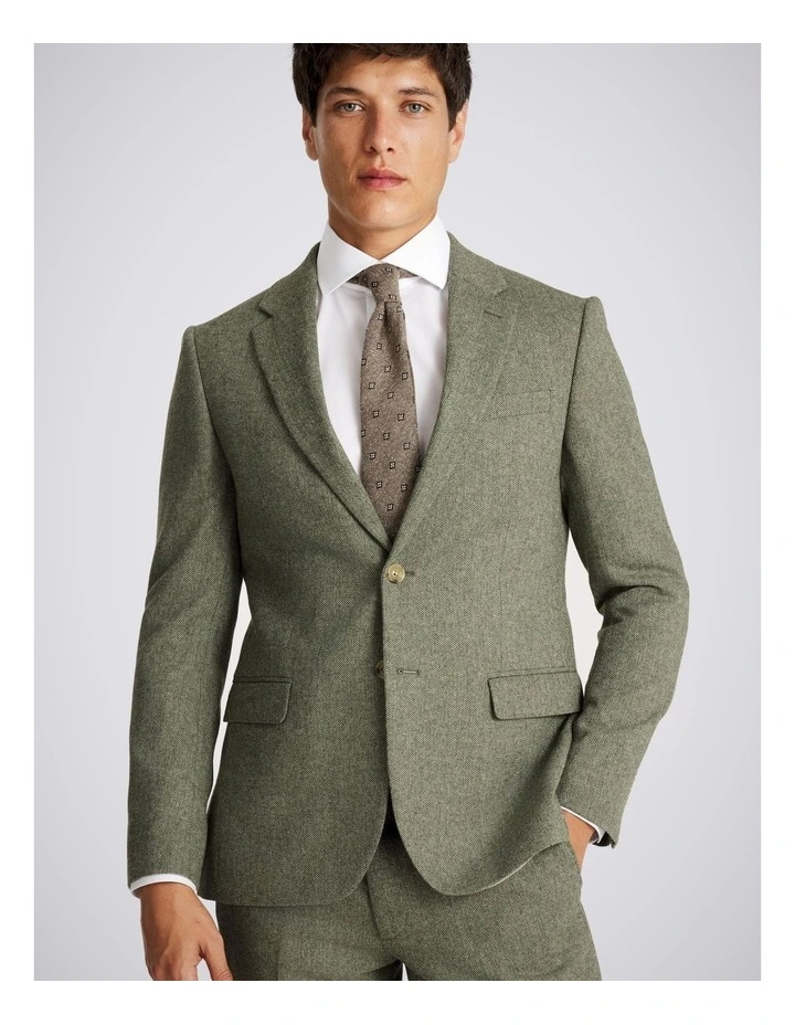Slim Fit Sage Herringbone Jacket image 1