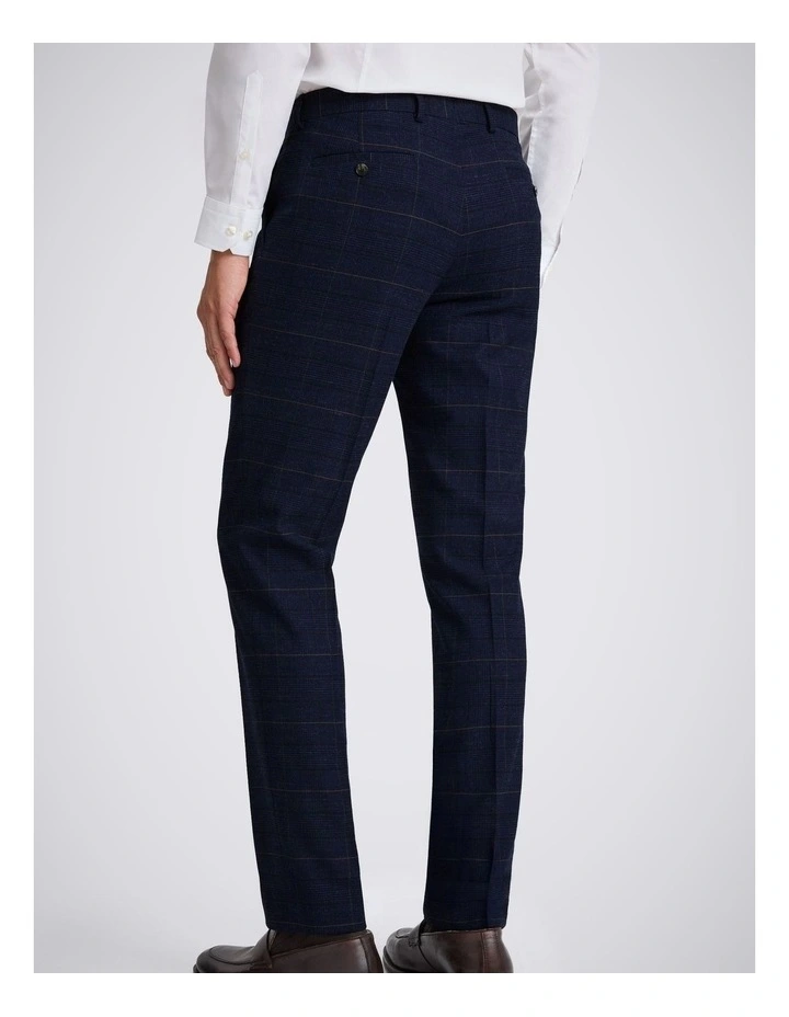 Slim Fit Navy Black Check Trousers image 2