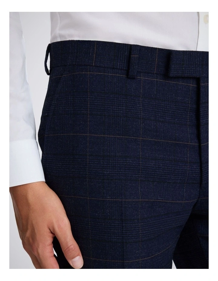Slim Fit Navy Black Check Trousers image 3