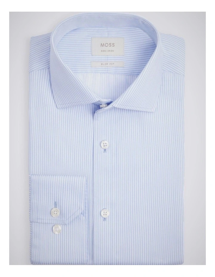 Slim Fit Sky Stripe Non-Iron Cotton Shirt image 3