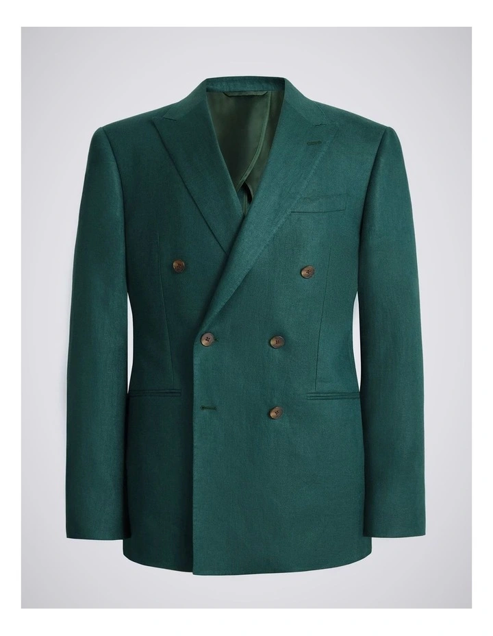 Slim Fit Emerald Twill Linen Jacket image 5