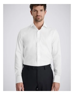 Tailored Fit White Cotton Twill Shirt