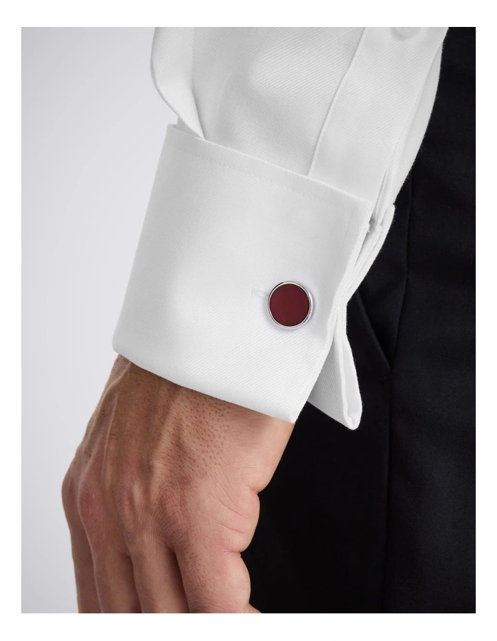 Tailored Fit White Cotton Twill Shirt image 2