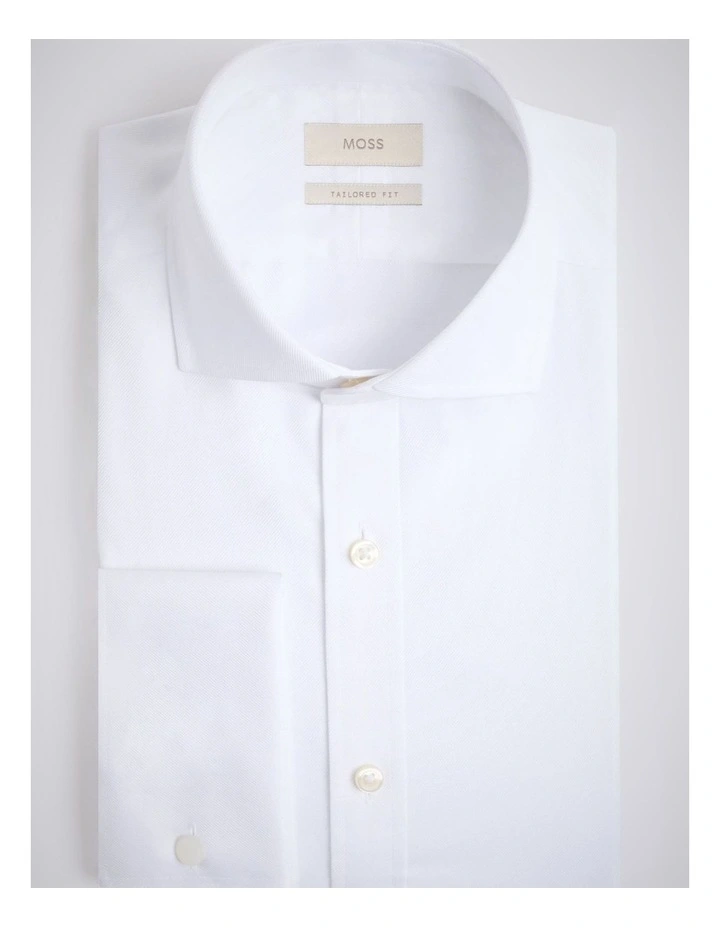 Tailored Fit White Cotton Twill Shirt image 3