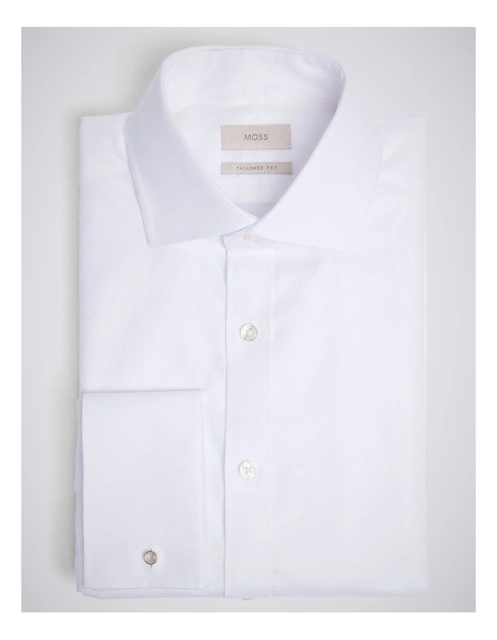 Tailored Fit White Cotton Twill Shirt image 4