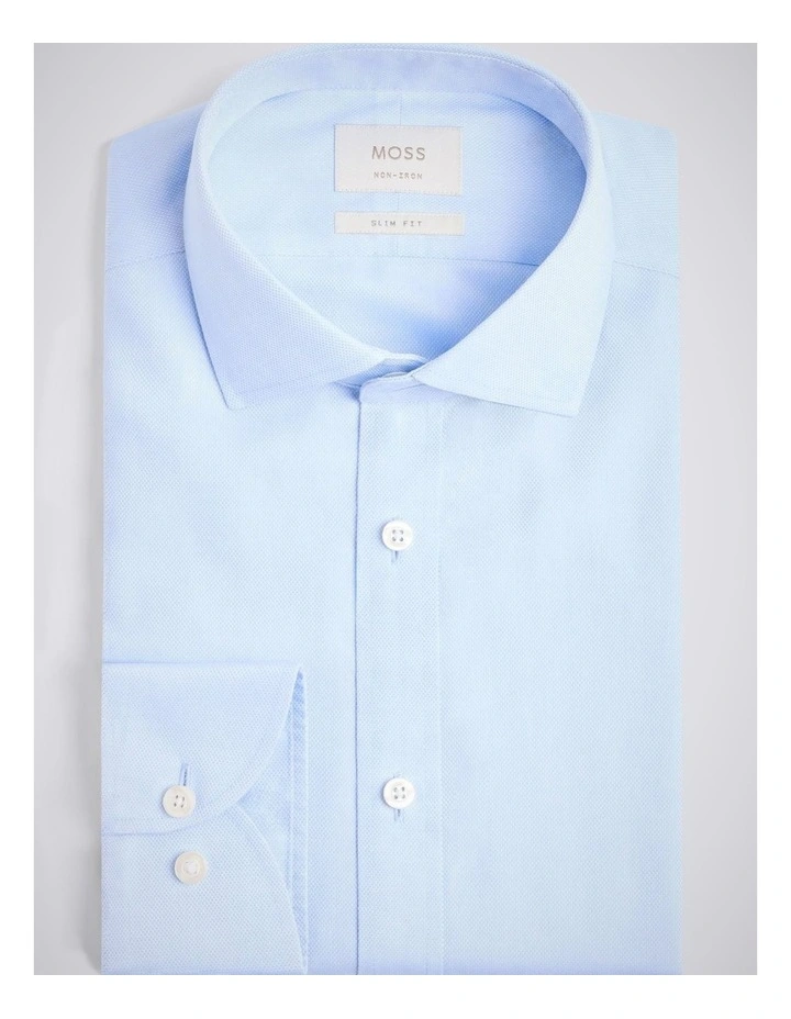 Slim Fit Sky Royal Oxford Non-Iron Cotton Shirt image 3