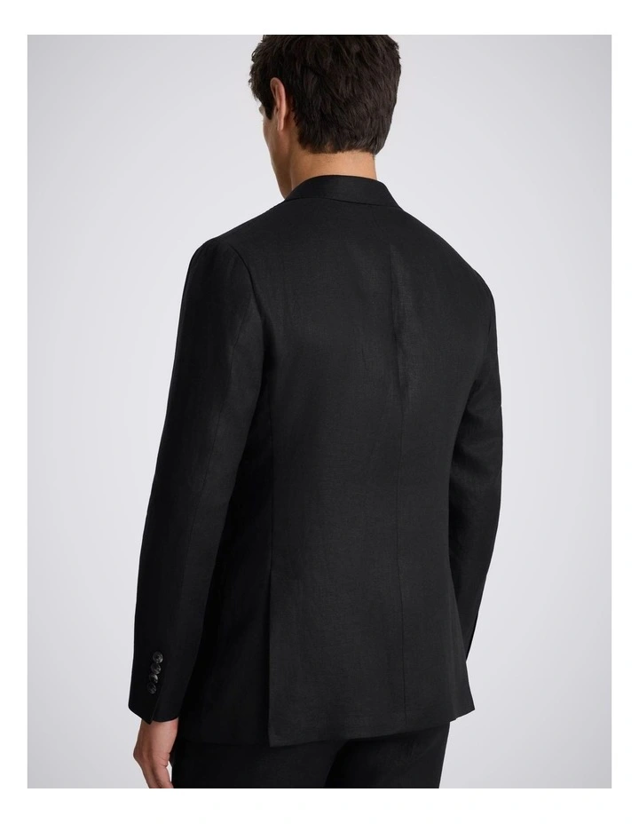 Tailored Fit Black Twill Linen Jacket image 2