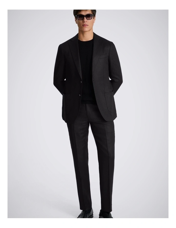 Tailored Fit Black Twill Linen Jacket image 3