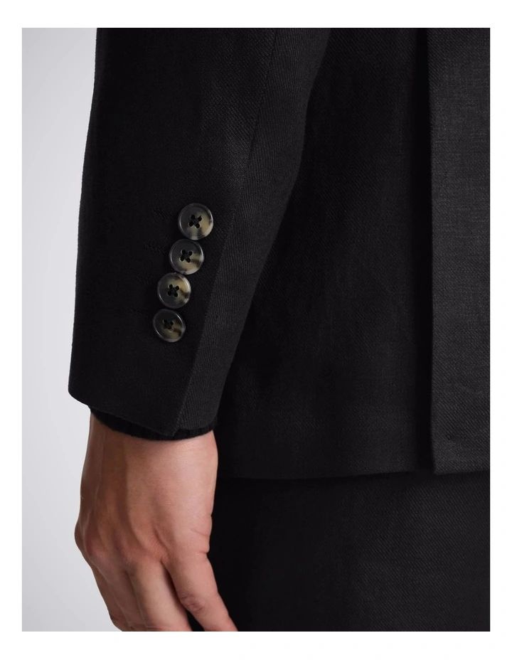 Tailored Fit Black Twill Linen Jacket image 4