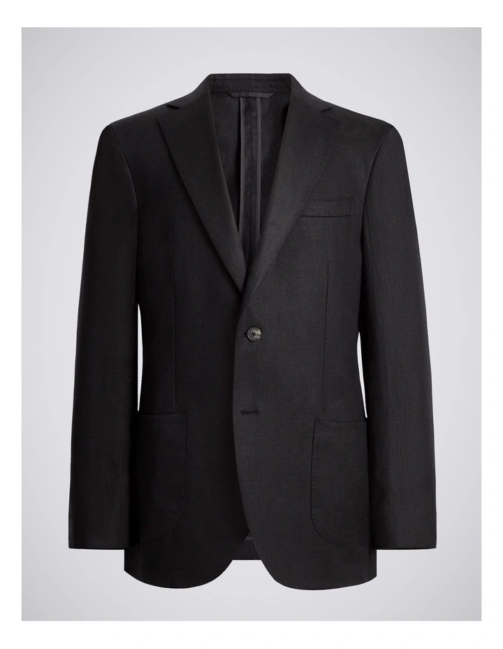 Tailored Fit Black Twill Linen Jacket image 5