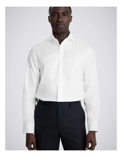 Tailored Fit White Cotton Twill Shirt