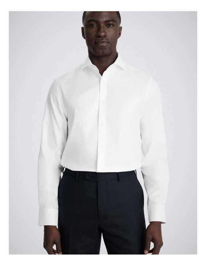 Tailored Fit White Cotton Twill Shirt image 1