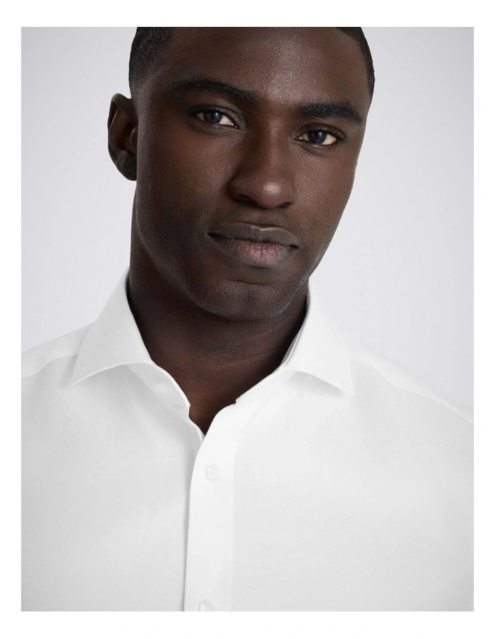 Tailored Fit White Cotton Twill Shirt image 2