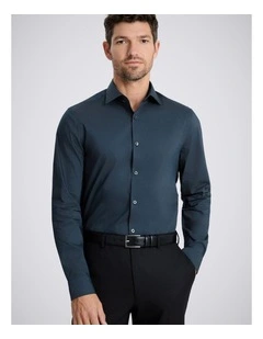 Slim Fit Dark Blue Stretch Shirt