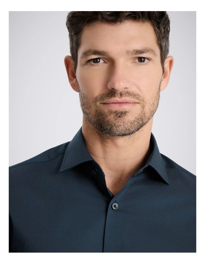 Slim Fit Dark Blue Stretch Shirt image 2