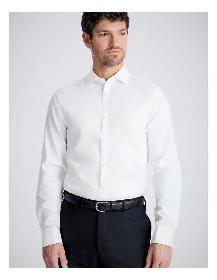 Slim Fit White Royal Oxford Non-Iron Cotton Shirt image 1