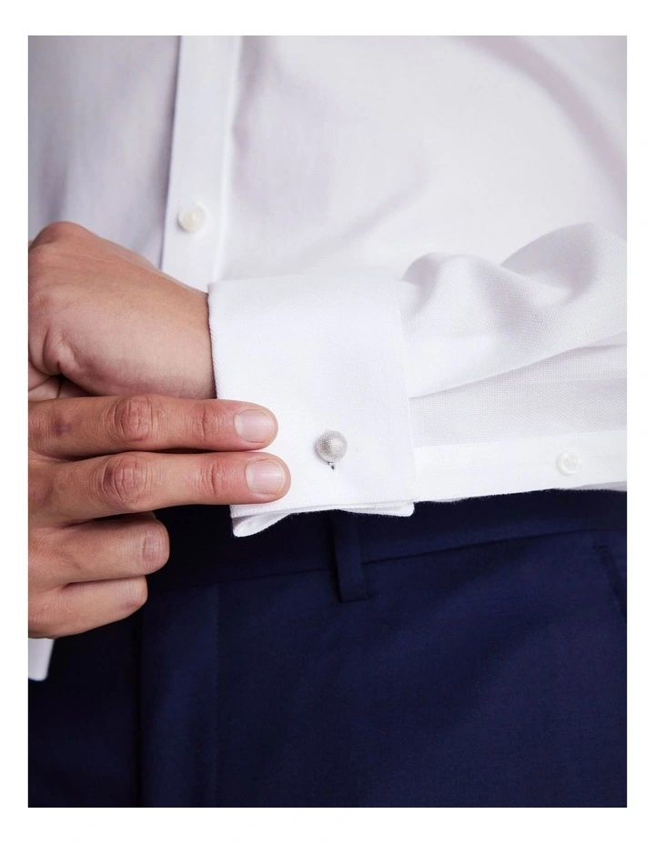Slim Fit White Royal Oxford Non-Iron Cotton Shirt image 2