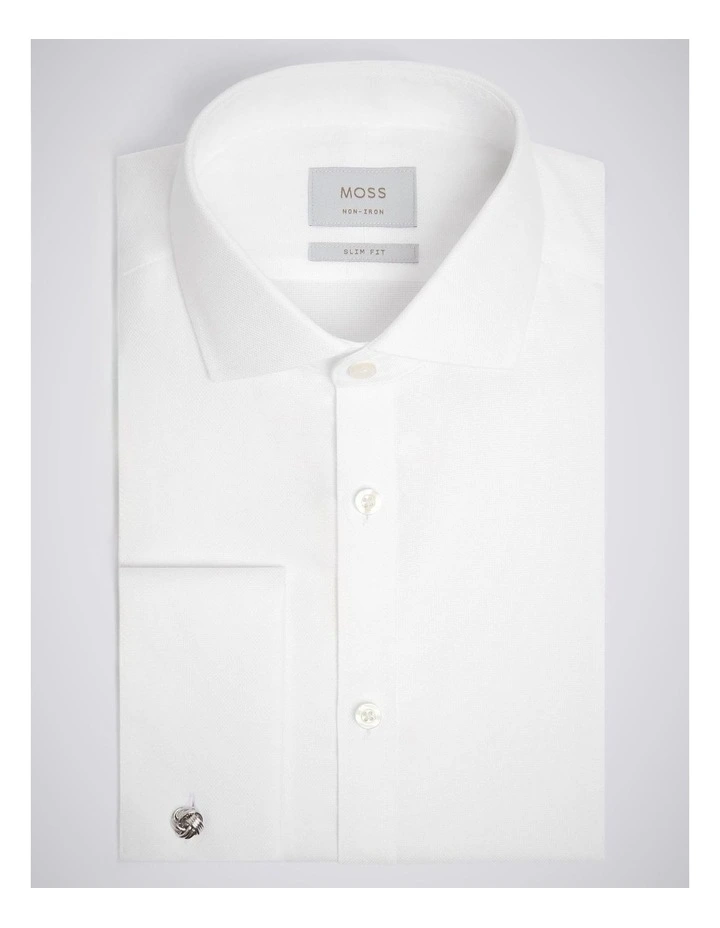 Slim Fit White Royal Oxford Non-Iron Cotton Shirt image 3
