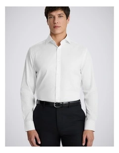 Tailored Fit White Dobby Stretch Shirt