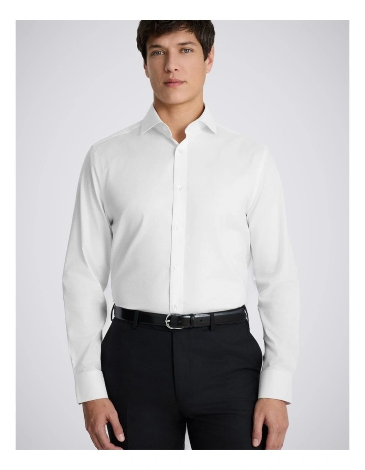 Tailored Fit White Dobby Stretch Shirt image 1