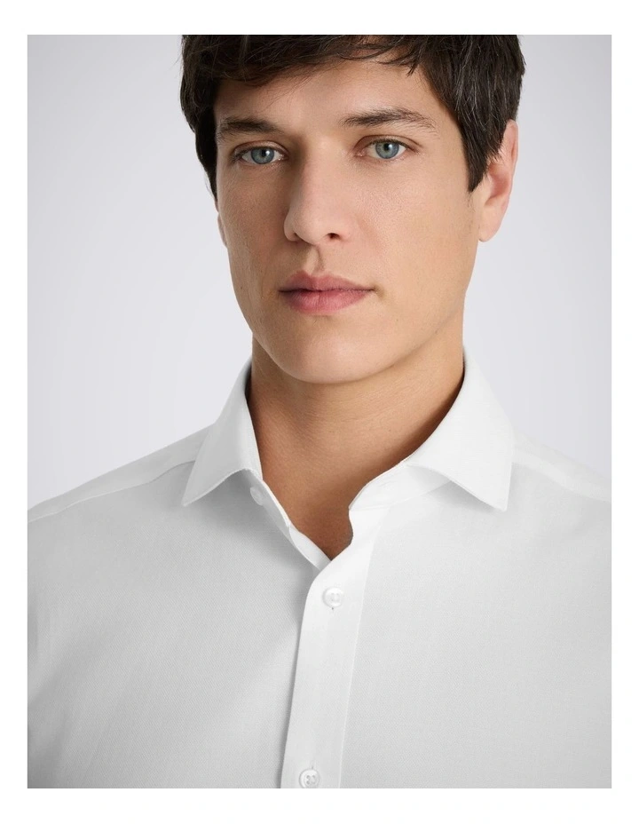 Tailored Fit White Dobby Stretch Shirt image 2