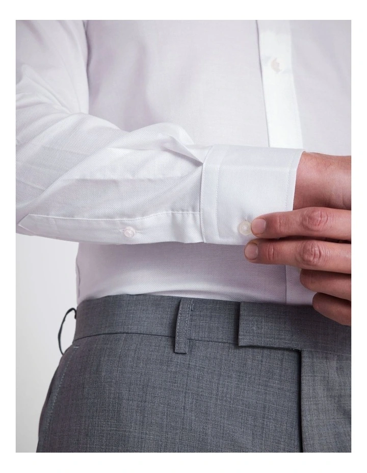 Tailored Fit White Dobby Stretch Shirt image 3