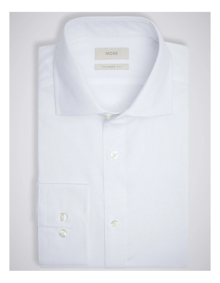 Tailored Fit White Dobby Stretch Shirt image 4