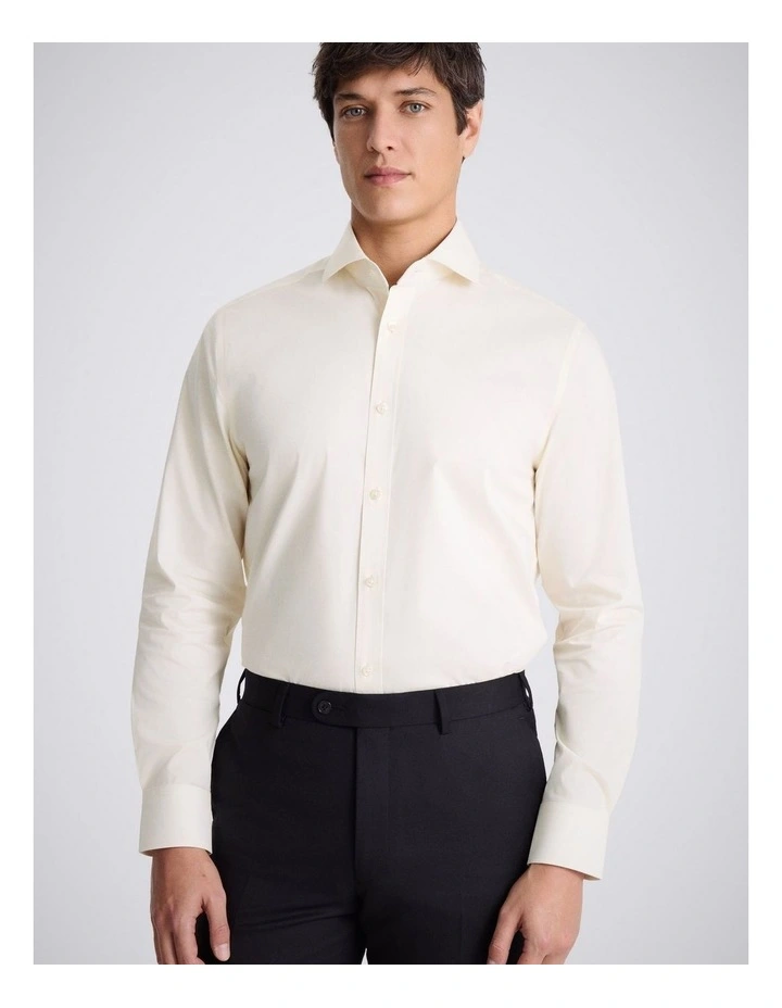 Tailored Fit Off-White Stretch Shirt image 1