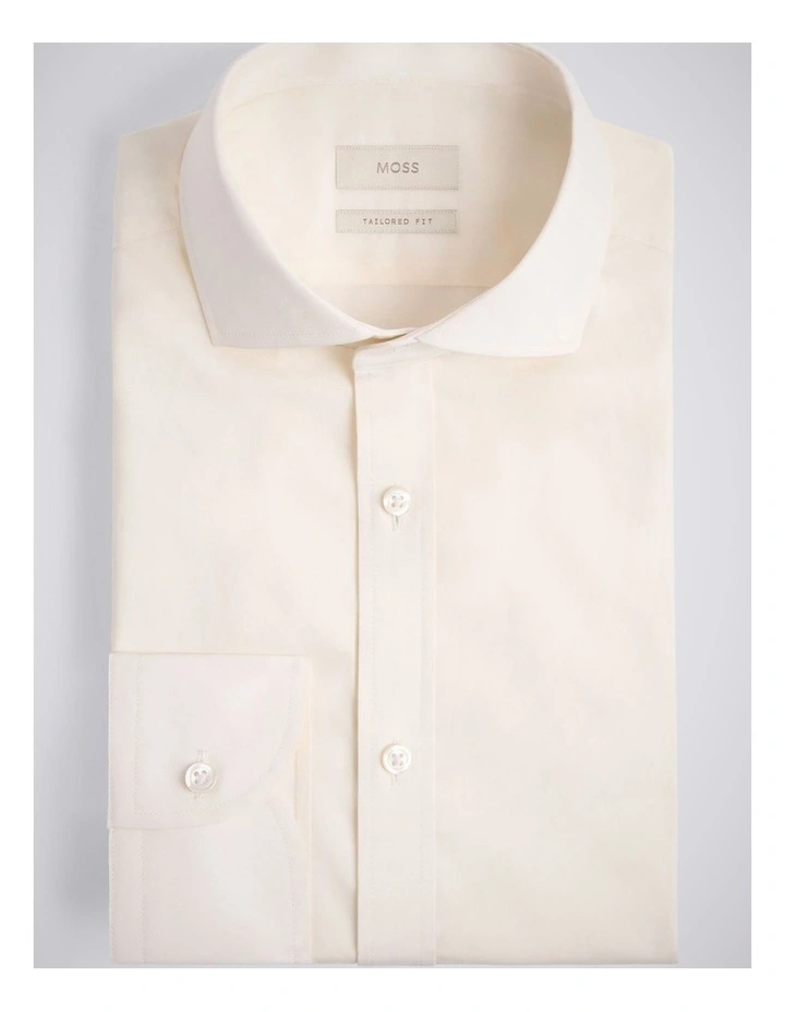 Tailored Fit Off-White Stretch Shirt image 3