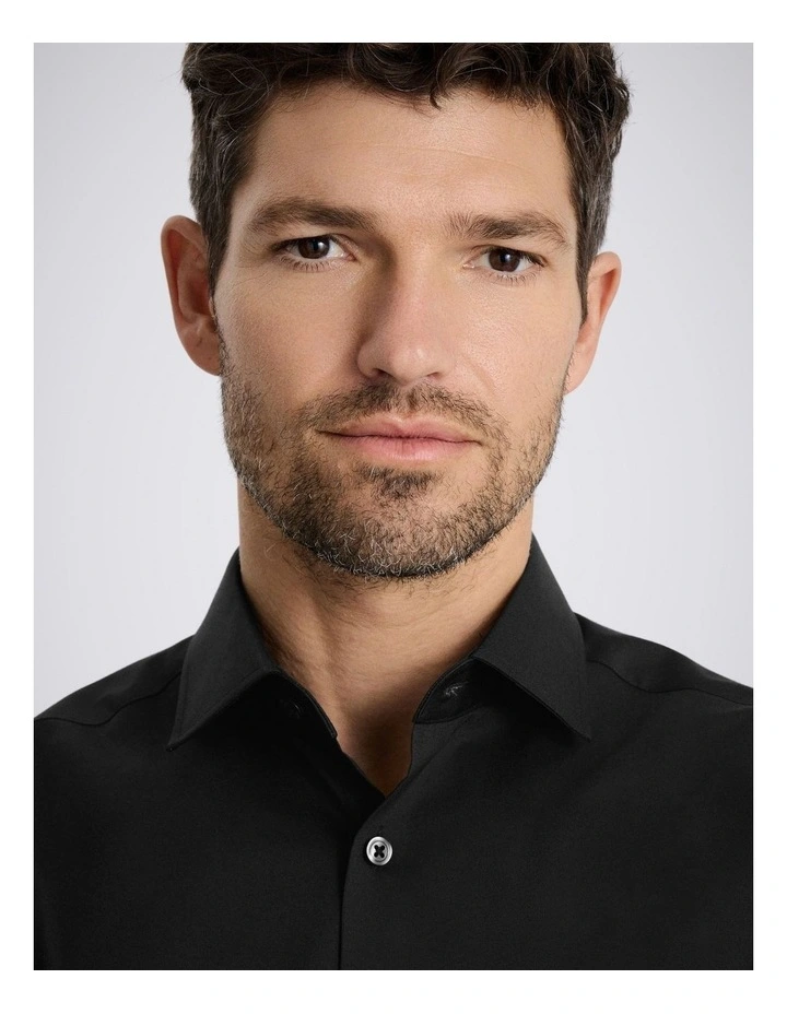 Slim Fit Black Stretch Shirt image 2